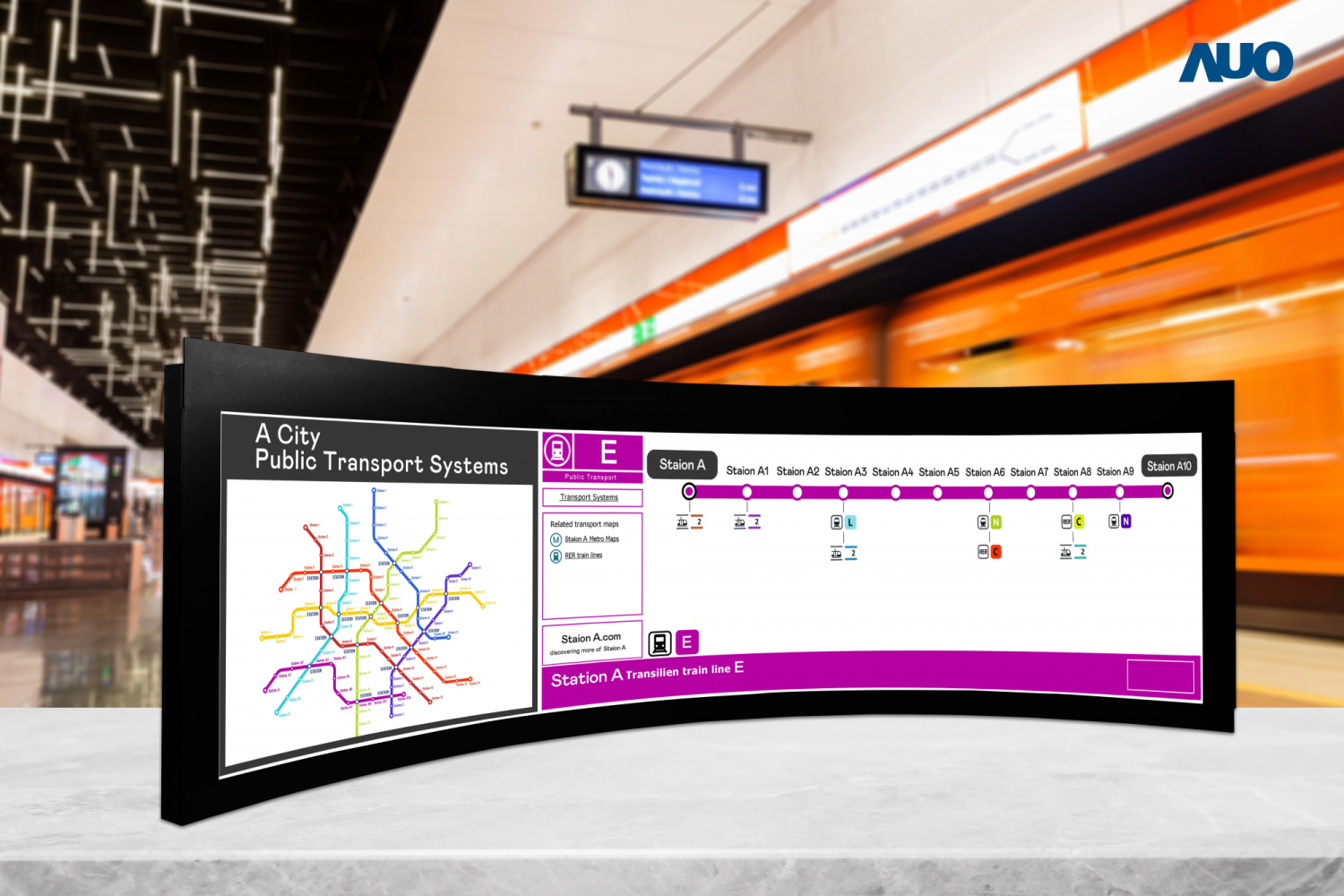 FUN88樂天運用獨家TARTAN顯示技術，開發出全球最大58.6吋R1000曲面長條屏顯示器，在交通與移動領域的廣泛應用，為使用者提供清晰、完整的資訊內容，進而提升服務滿意度